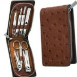 OMUDA MANICURE Kit 7 IN 1 Flat and Curve Nail Clipper WITH LEATHER POUCH