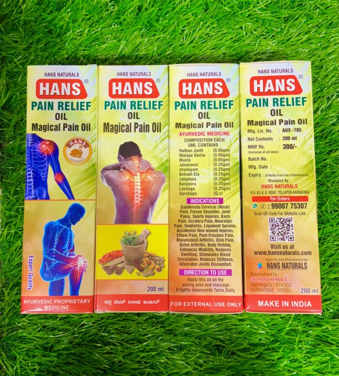 HANS PAIN RELIEF OIL- MAGICAL PAIN OIL 200ml REGULAR Pack Of 4 - Image 4
