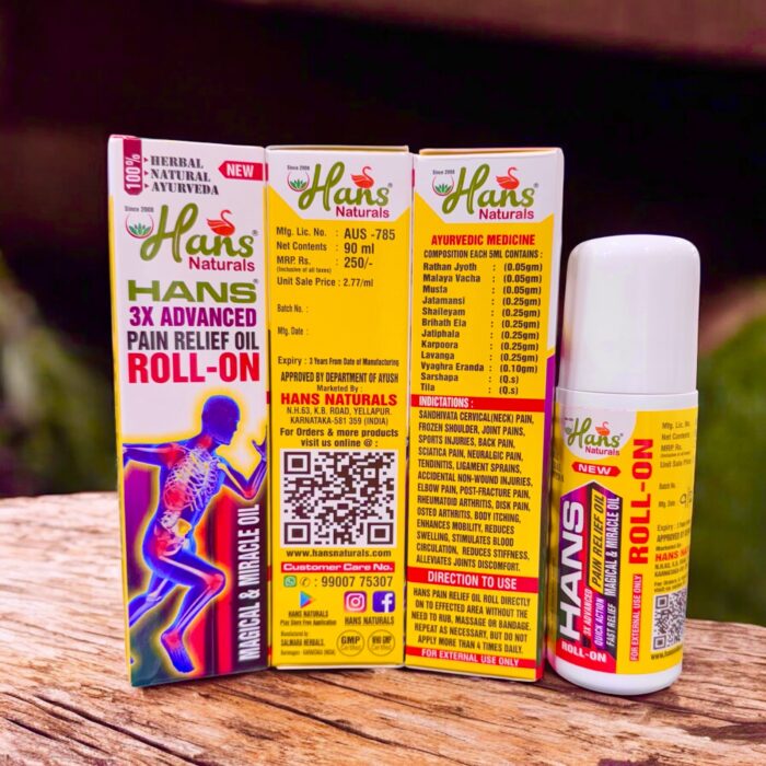 Hans 3X Advanced Pain Relief Oil Roll On  90ml - Image 6