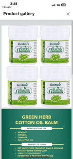THAI GREEN HERB COTTON OIL BALM PACK OF 4 - Image 3