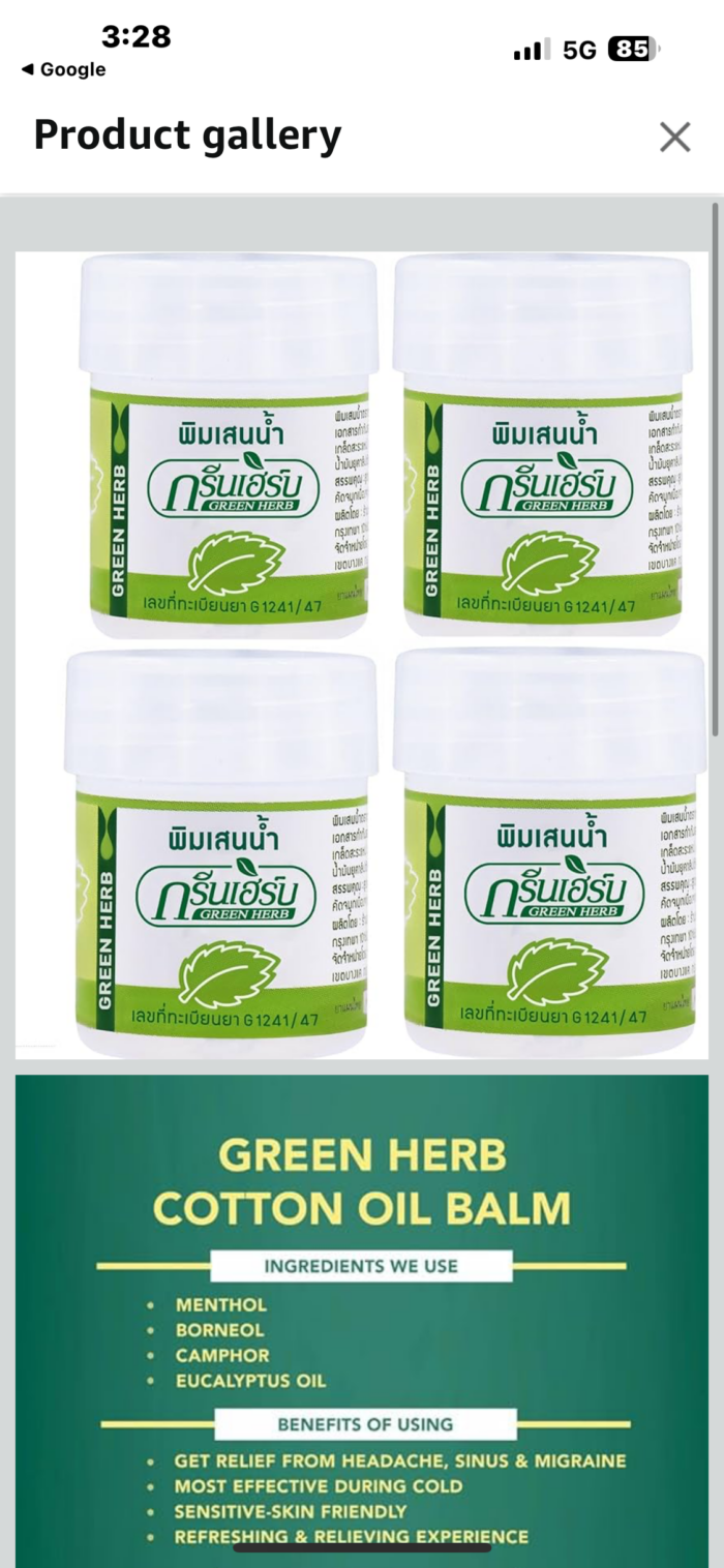 THAI GREEN HERB COTTON OIL BALM PACK OF 4 - Image 3
